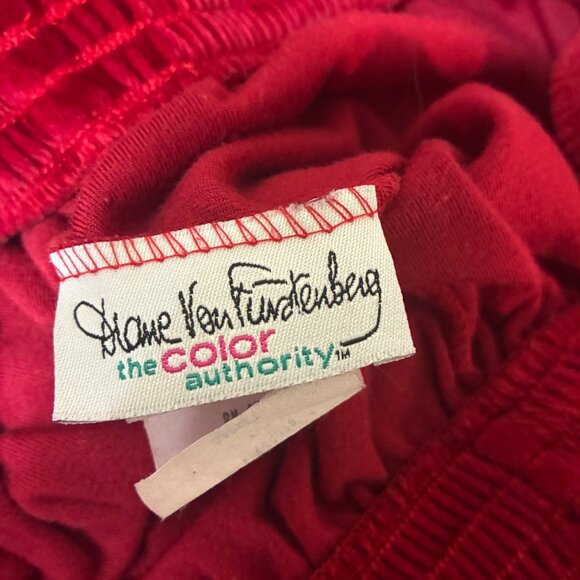 VTG 90s Y2K DVF Velour Garnet Red Pull On Pants Large Vintage Americana - Picture 5 of 6